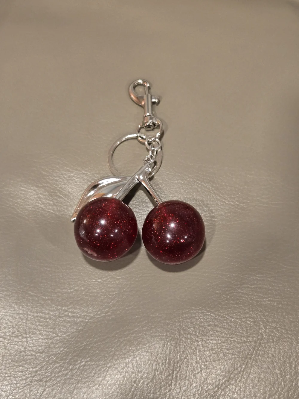 Red Glitter Cherry Bag Charm/Keychain